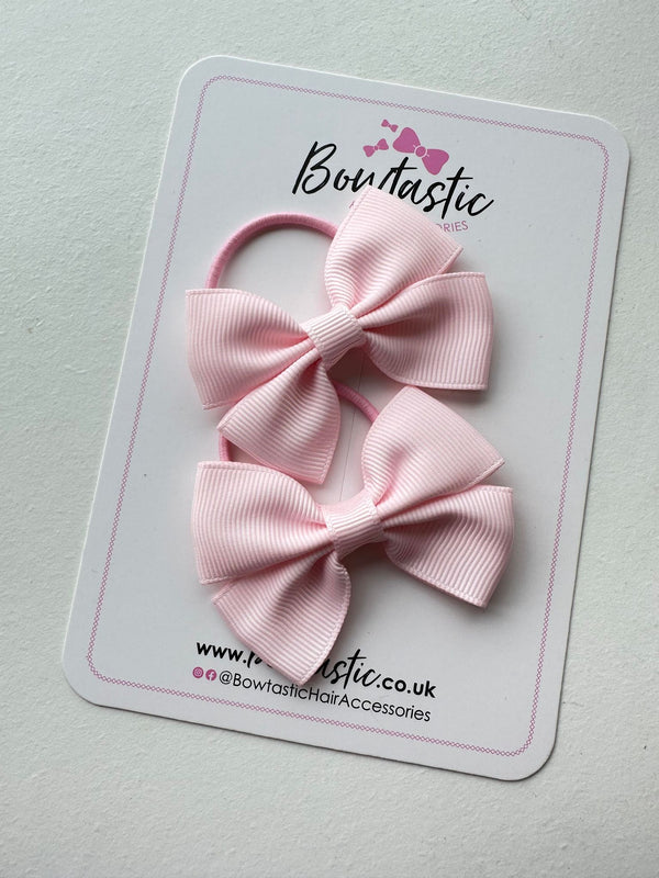 2.5 Inch Butterfly Bow Thin Elastic - Powder Pink - 2 Pack