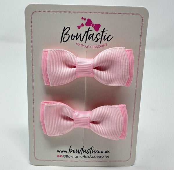 1.75 Inch Bows - Powder Pink & Pearl Pink - 2 Pack