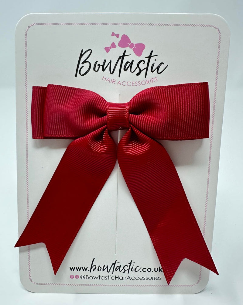 3.5 Inch Tail Bow Thin Elastic - Scarlet Red