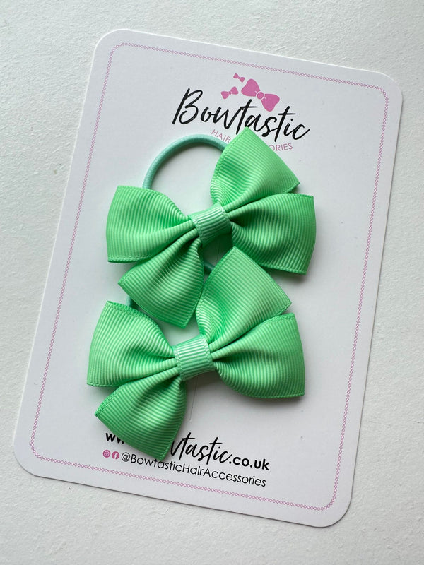 2.5 Inch Butterfly Bow Thin Elastic - Mint Green - 2 Pack