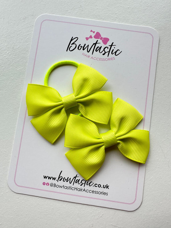 2.5 Inch Butterfly Bow Thin Elastic - Pineapple - 2 Pack