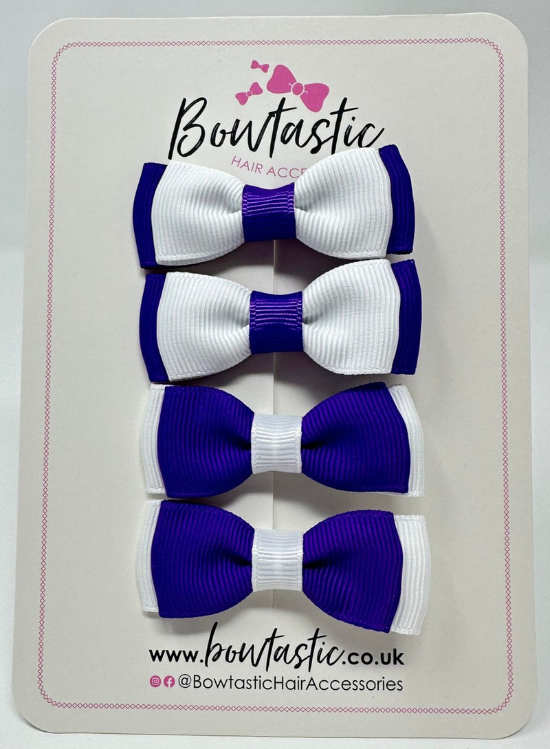 1.75 Inch Bows - Purple & White - 4 Pack