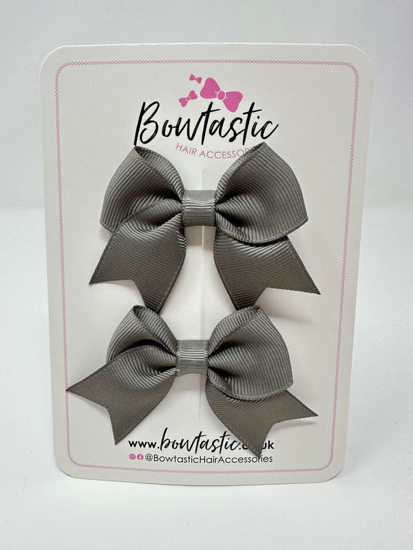 2.5 Inch Tail Bows - Metal Grey - 2 Pack