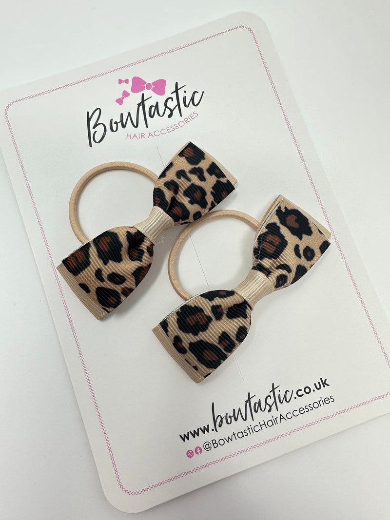 2.75 Inch Bow - Thin Elastic - Leopard - 2 Pack