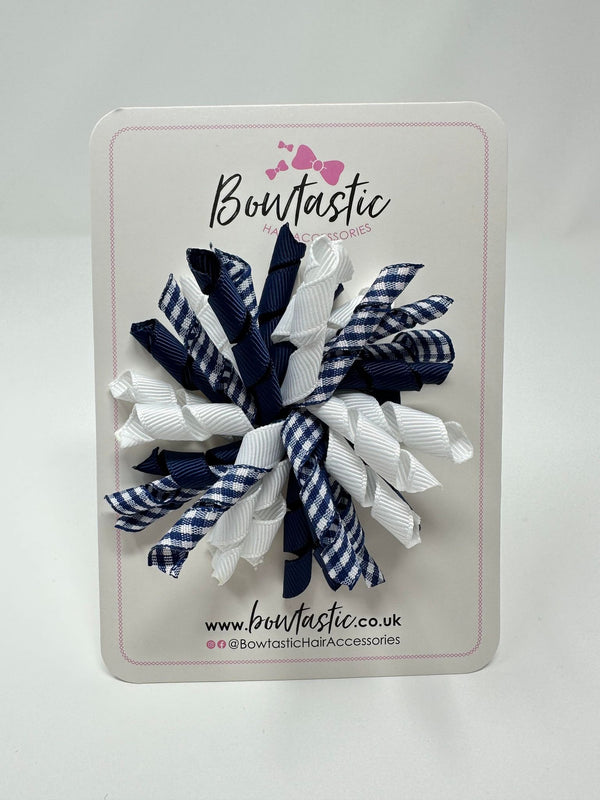 3.5 Inch Corker Bow - Navy & White Gingham