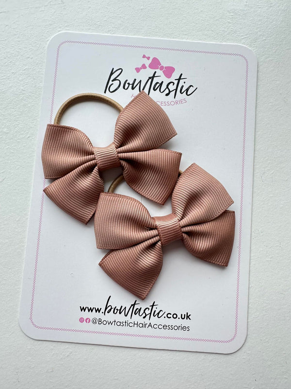 2.5 Inch Butterfly Bow Thin Elastic - Natural - 2 Pack