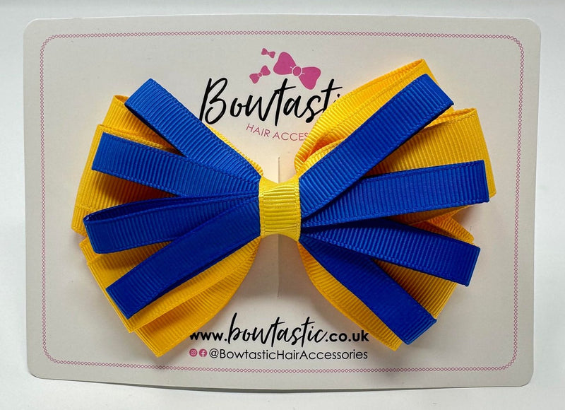 4.5 Inch Loop Bow - Royal Blue & Yellow Gold