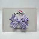 3 Inch Flat 2 Layer Bow - Lilac Gingham