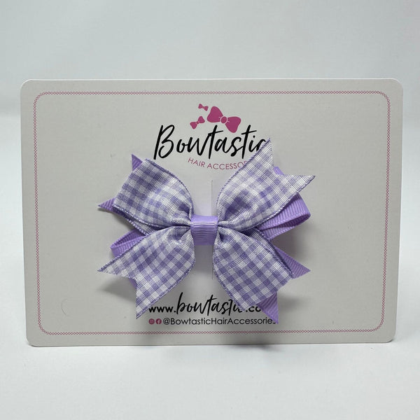 3 Inch 2 Layer Bow - Lilac Gingham