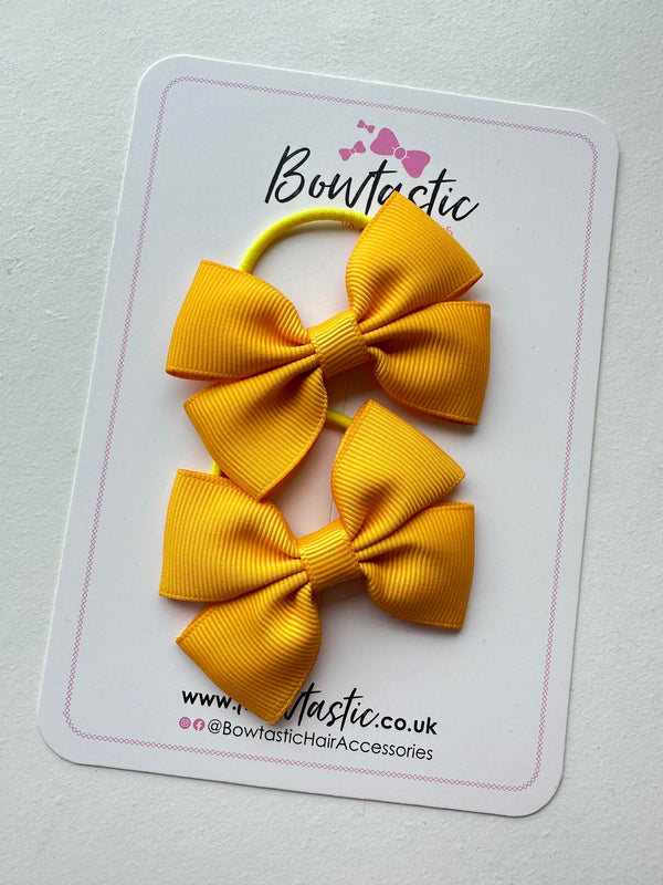 2.5 Inch Butterfly Bow Thin Elastic - Yellow Gold - 2 Pack