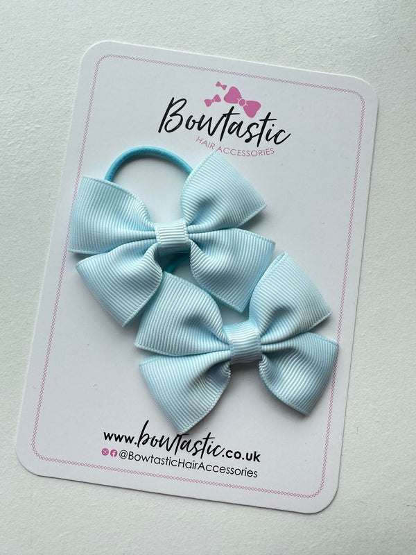 2.5 Inch Butterfly Bow Thin Elastic - Blue Vapor - 2 Pack