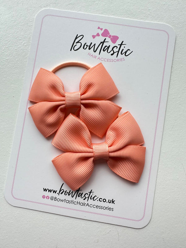 2.5 Inch Butterfly Bow Thin Elastic - Peach - 2 Pack