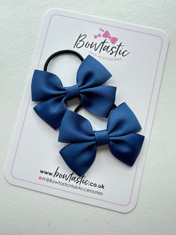 2.5 Inch Butterfly Bow Thin Elastic - Light Navy - 2 Pack