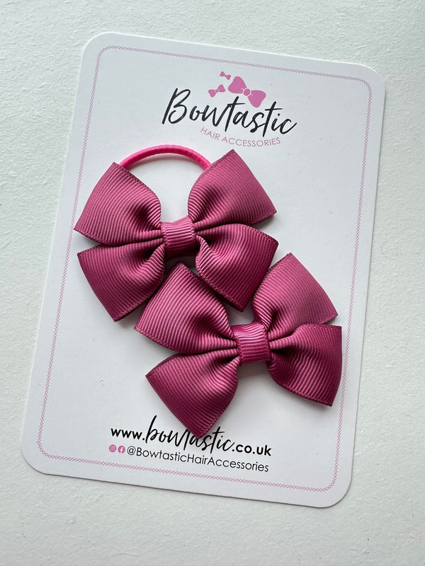 2.5 Inch Butterfly Bow Thin Elastic - Victorian Rose - 2 Pack