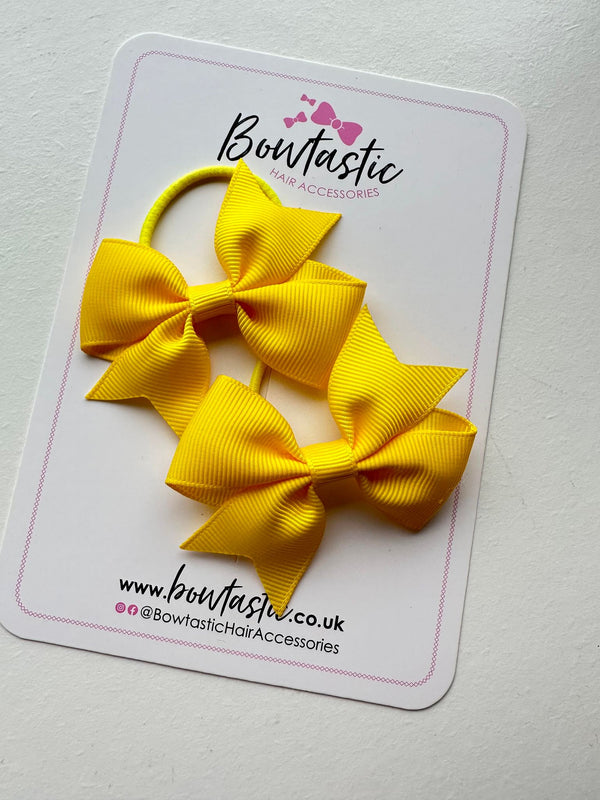 2.5 Inch Flat Bow Thin Elastic - Style 2 - Daffodil - 2 Pack