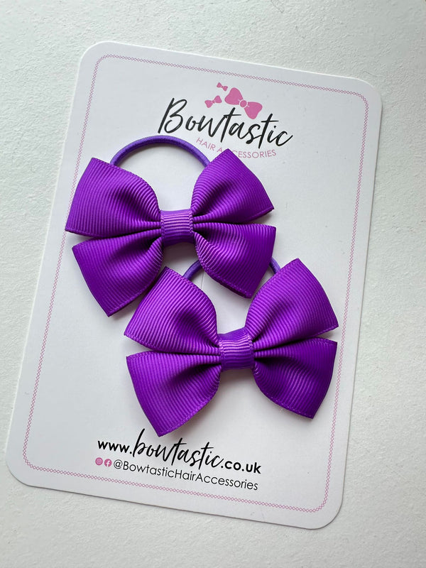2.5 Inch Butterfly Bow Thin Elastic - Purple - 2 Pack