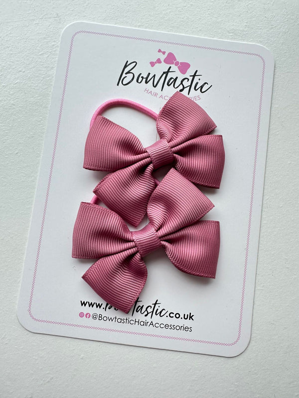 2.5 Inch Butterfly Bow Thin Elastic - Rosy Mauve - 2 Pack