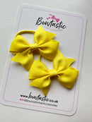 2.5 Inch Flat Bow Thin Elastic - Style 2 - Lemon - 2 Pack