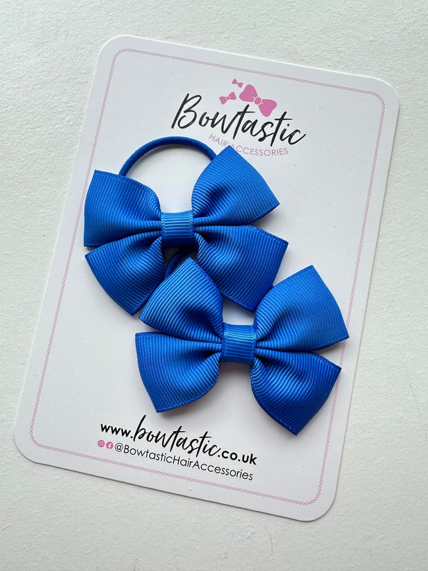 2.5 Inch Butterfly Bow Thin Elastic - Royal Blue - 2 Pack