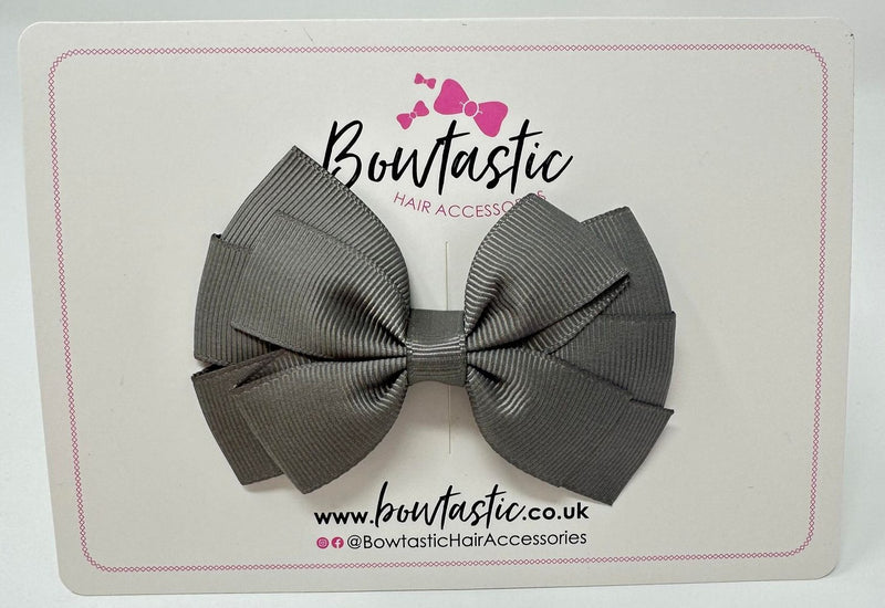 3.25 Inch Flat Double Bow - Metal Grey