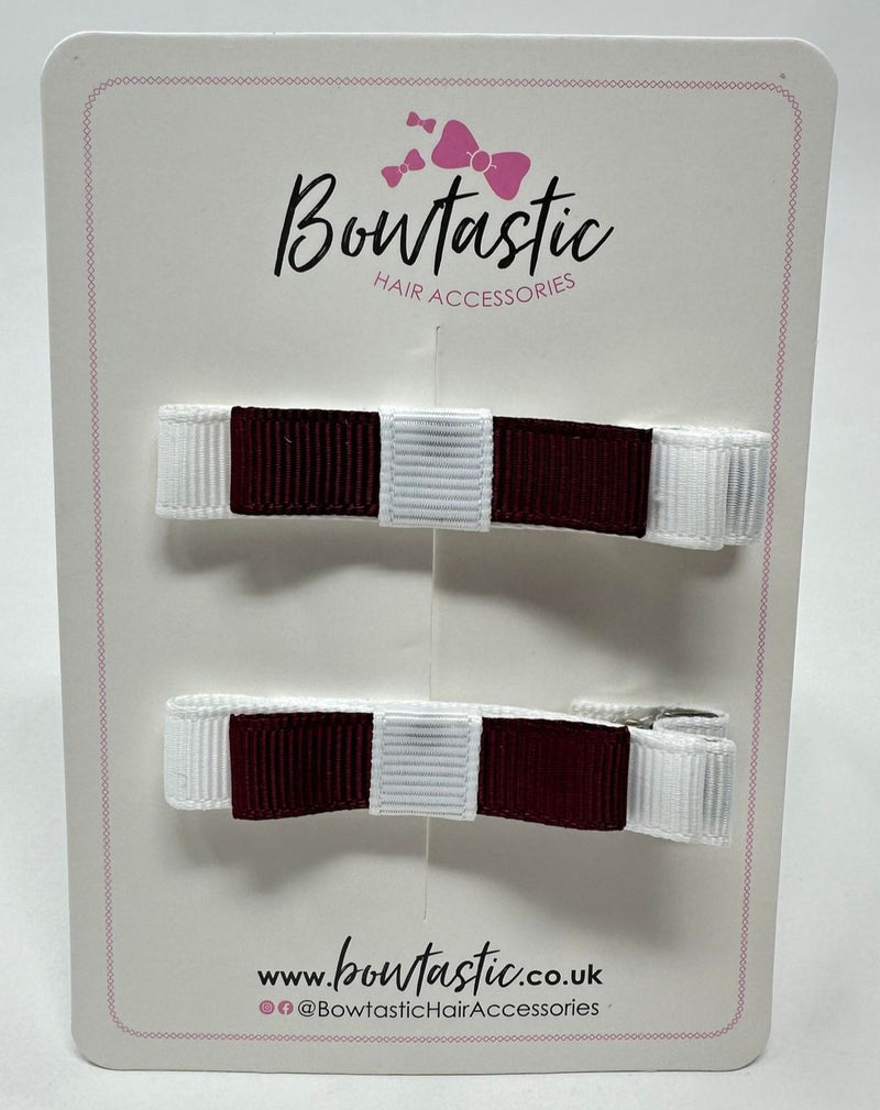 2 Inch Slide Bows - Burgundy & White - 2 Pack