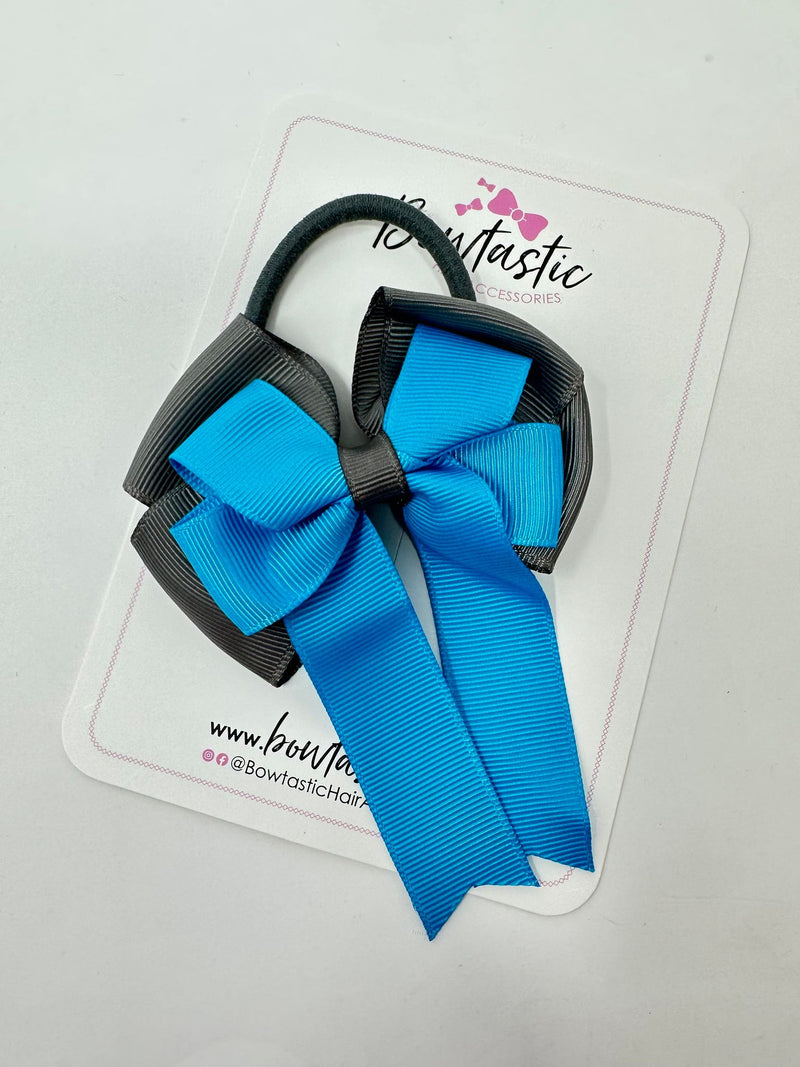 3.5 Inch Tail Bobble - Turquoise & Metal Grey