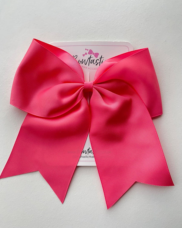 7 Inch Cheer Bow - Coral Rose