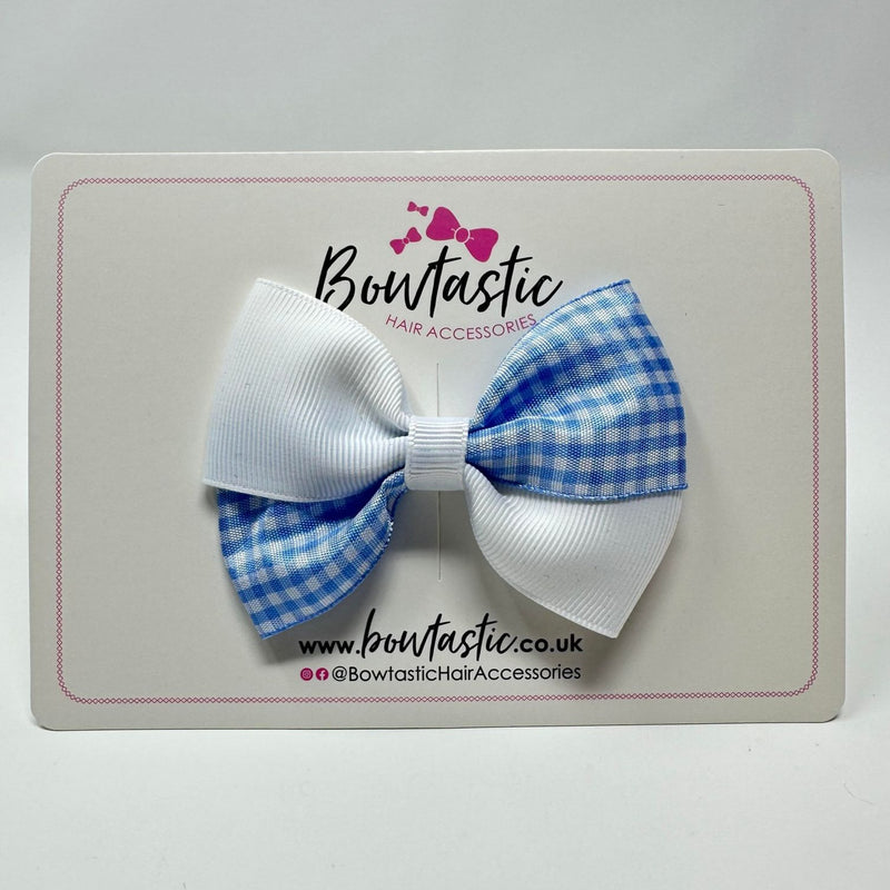 3 Inch Twist Bow - Blue & White Gingham