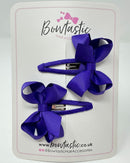 2 Inch Bow Snap Clip - Regal Purple - 2 Pack