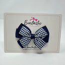 3.25 Inch Flat 2 Layer Bow - Navy Gingham