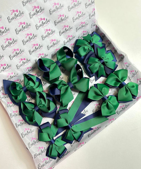 School Bundle - 5 Matching Pairs - Forest Green & Navy - Clips