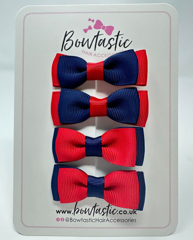 1.75 Inch Bows - Red & Navy - 4 Pack