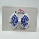 3 Inch Flat 2 Layer Bow - Royal Blue & White Gingham