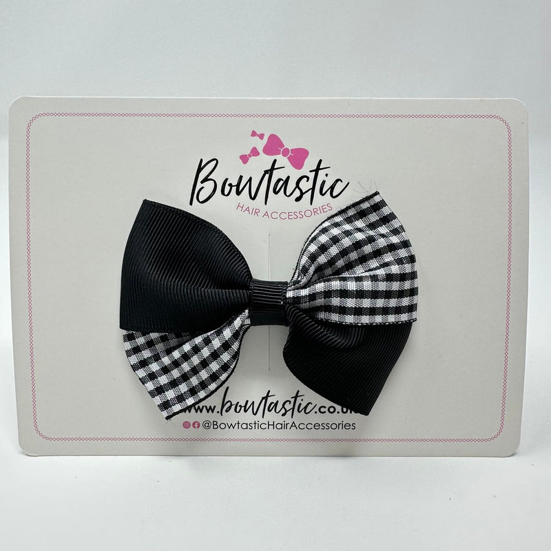 3 Inch Twist Bow - Black Gingham