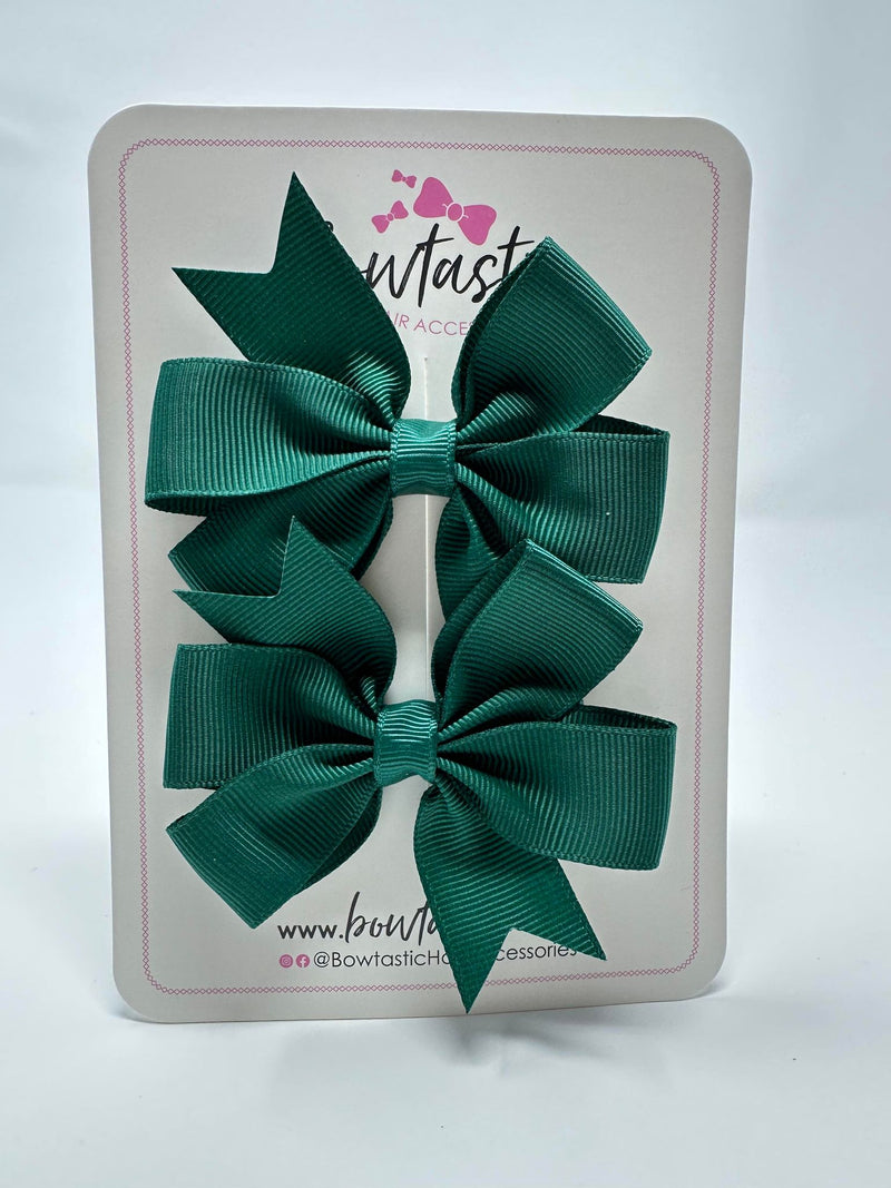 3 Inch Pinwheel Bow - Hunter Green - 2 Pack