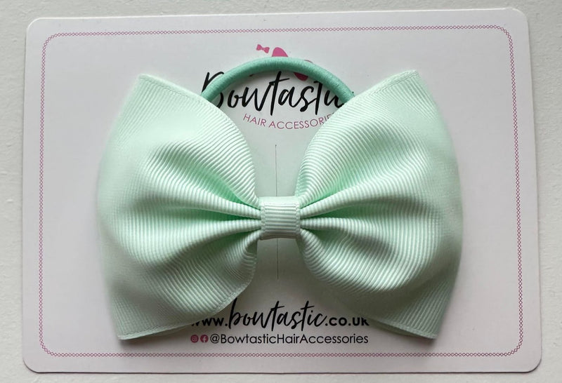 4.5 Inch Tuxedo Bow Bobble - Ice Mint