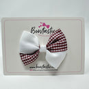 3 Inch Twist Bow - Burgundy & White Gingham