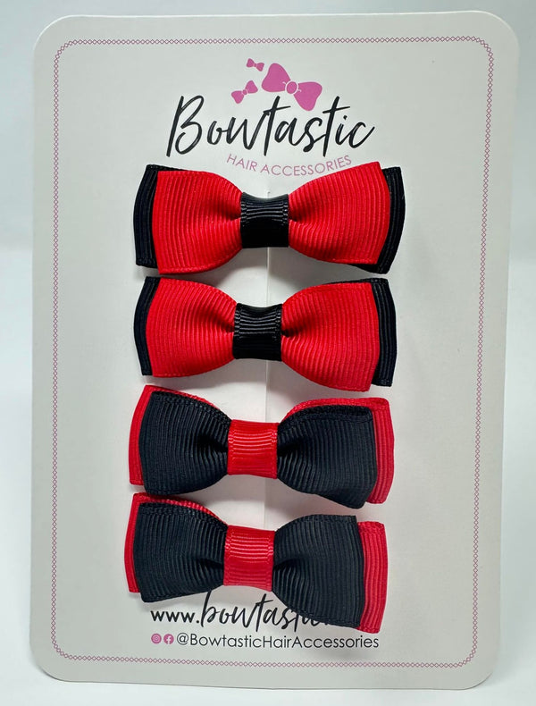 1.75 Inch Bows - Red & Black - 4 Pack