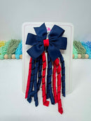 3 Inch Pinwheel Corker Bow - Red & Navy