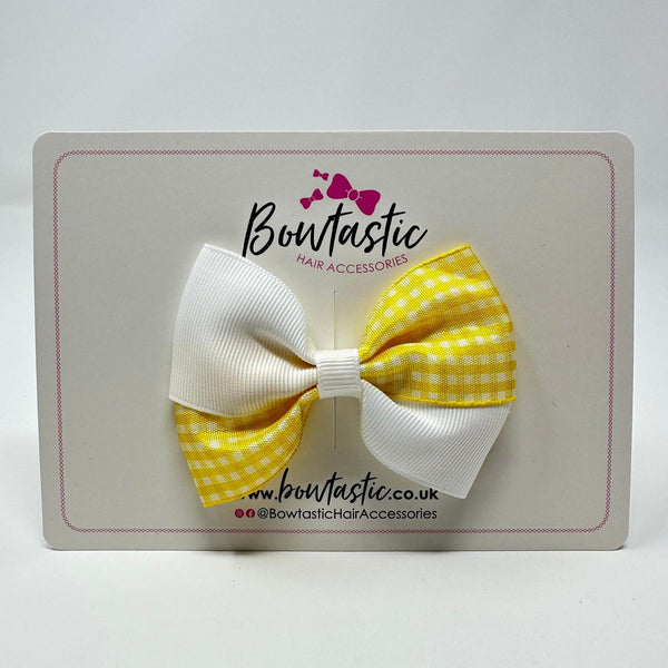 3 Inch Twist Bow - Yellow & White Gingham
