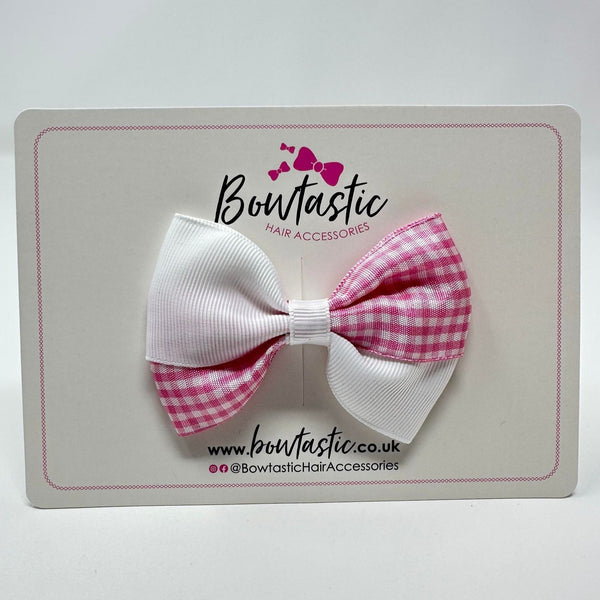 3 Inch Twist Bow - Pink & White Gingham