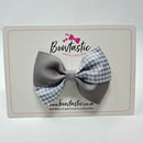 3 Inch Twist Bow - Grey Gingham