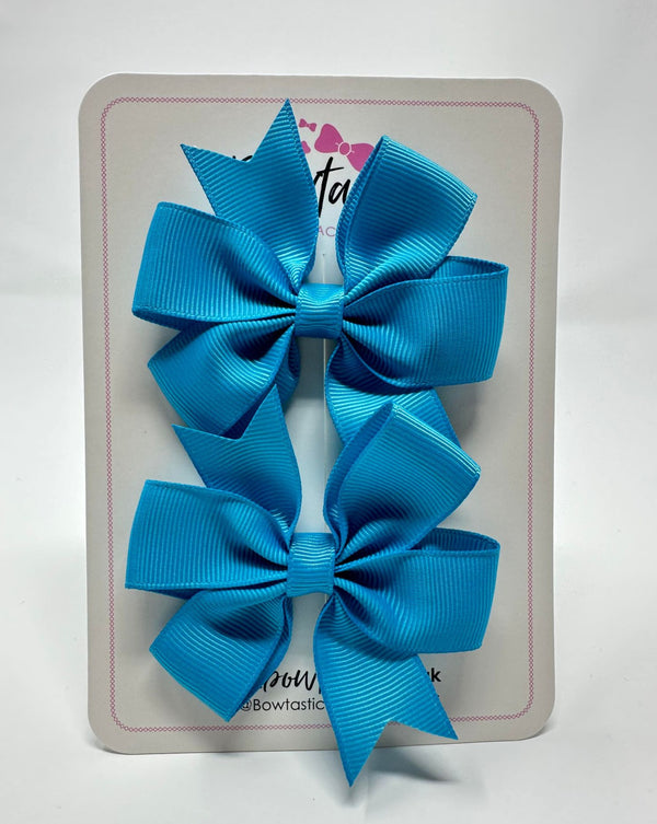 3 Inch Pinwheel Bow - Turquoise - 2 Pack