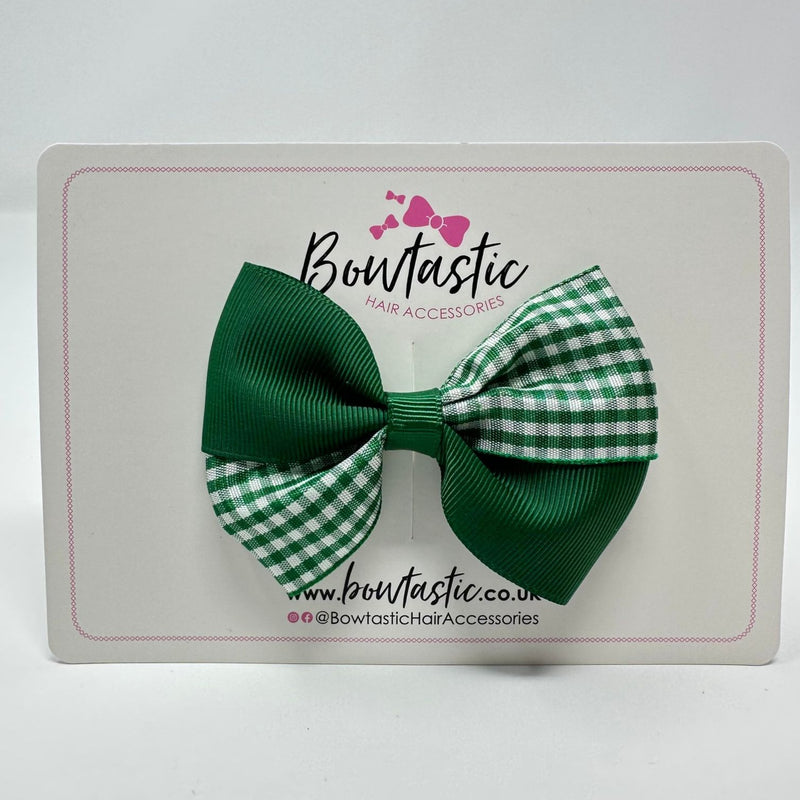 3 Inch Twist Bow - Forest Green & Green Gingham