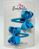 2 Inch Bow Snap Clip - Turquoise - 2 Pack