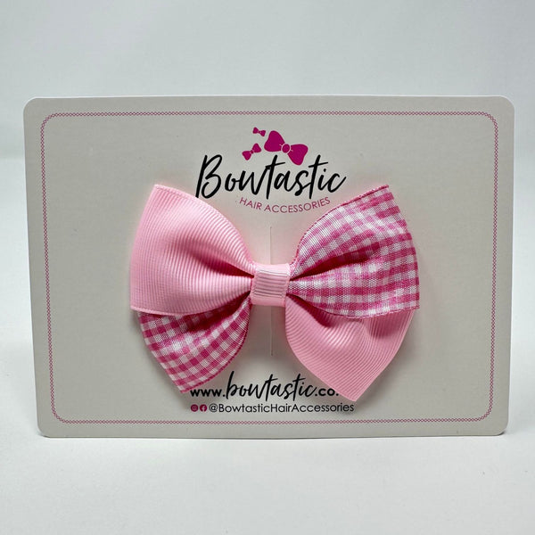 3 Inch Twist Bow - Pink Gingham
