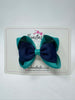 3.5 Inch 2 Layer Tuxedo Bow Thin Elastic - Jade Green & Navy