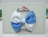 3.5 Inch Twist Bow - Blue & White Gingham