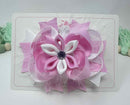 4 inch Fluffy Flower Bow - Tulip & White