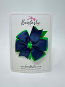 3 Inch Pinwheel Bow - Emerald Green & Navy